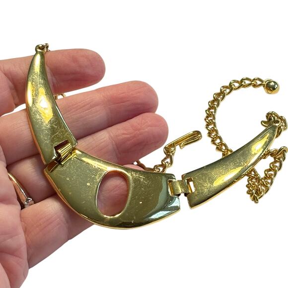Celebrity brand choker necklace vintage 1980s omega style mod goldtone jewelry - Picture 5 of 8